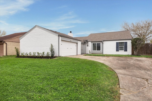 2003 Long Barrel Ln, Missouri City, TX 77489 - single story home with a front yard, brick siding, concrete driveway, and a chimney