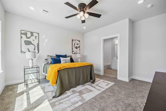 4715 Ward St, Houston, TX 77021 - bedroom with recessed lighting, carpet flooring, baseboards, and ensuite bathroom