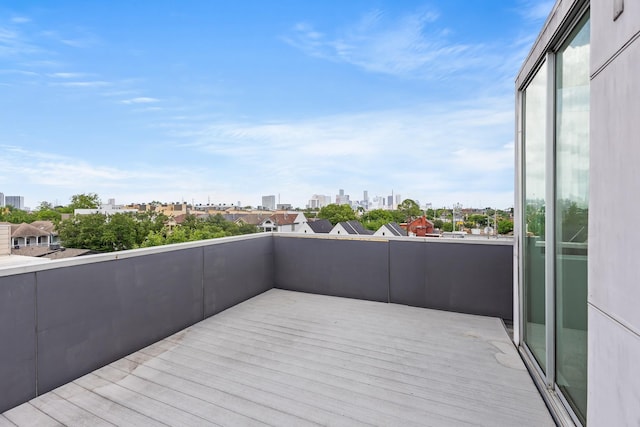 deck featuring a view of city