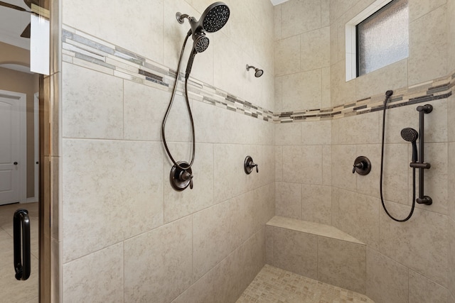 bathroom featuring a stall shower