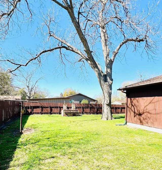 view of yard with a fenced backyard