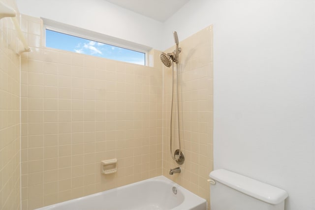 full bathroom featuring tub / shower combination and toilet