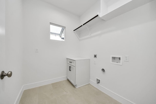 laundry room featuring washer hookup, laundry area, baseboards, and electric dryer hookup