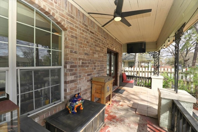 view of patio / terrace with a ceiling fan