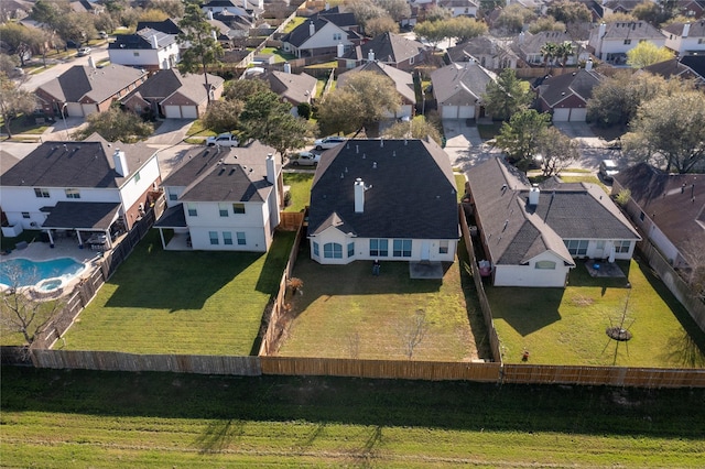 bird's eye view with a residential view