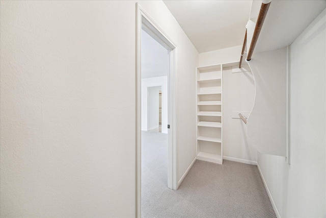 spacious closet with light colored carpet