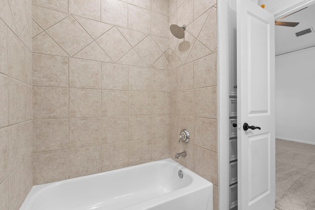 full bathroom featuring tub / shower combination and visible vents