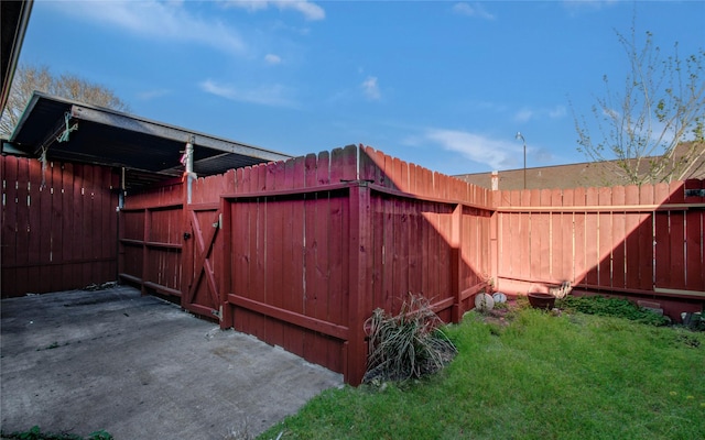 view of yard with a fenced backyard