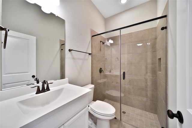 32193 Park Plains Dr, Conroe, TX 77385 - bathroom featuring a stall shower, toilet, and vanity