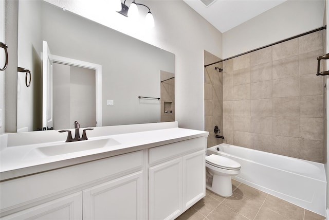 32193 Park Plains Dr, Conroe, TX 77385 - full bathroom with toilet, tile patterned flooring, shower / bath combination, and vanity