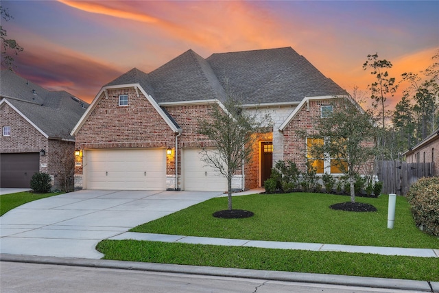 32193 Park Plains Dr, Conroe, TX 77385 - view of front of house featuring brick siding, concrete driveway, a shingled roof, and a garage