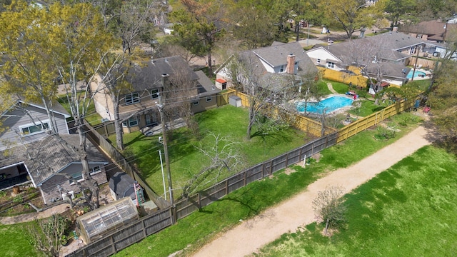 bird's eye view with a residential view