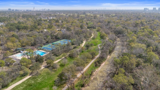 birds eye view of property with a view of city