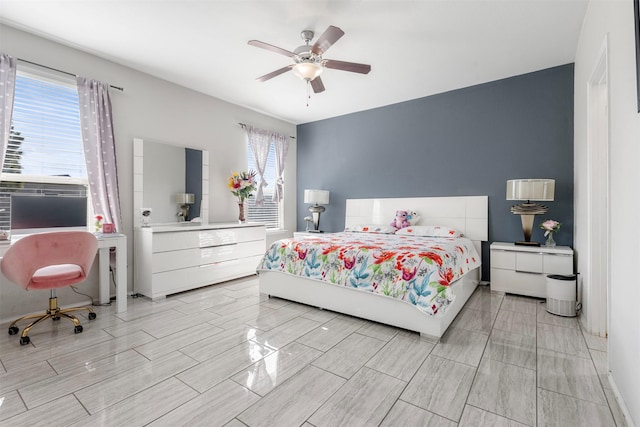 bedroom featuring a ceiling fan