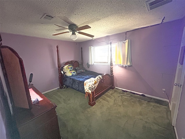 unfurnished bedroom featuring visible vents, baseboards, a ceiling fan, and carpet floors