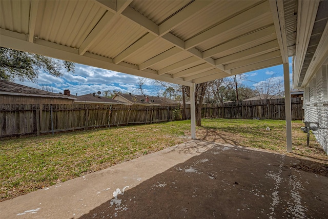 view of yard with a fenced backyard and a patio area