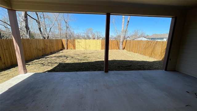 view of yard featuring a patio and a fenced backyard