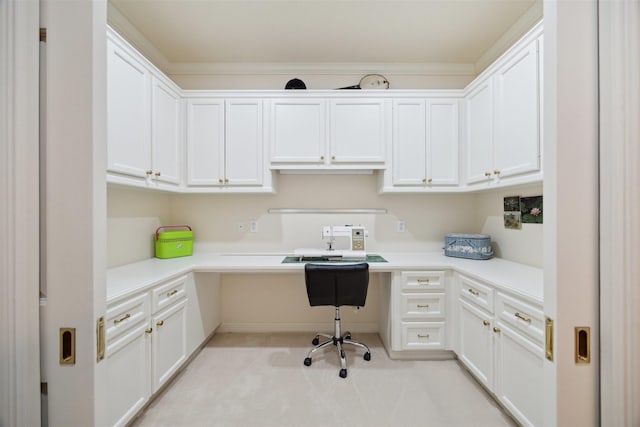 office area featuring built in desk