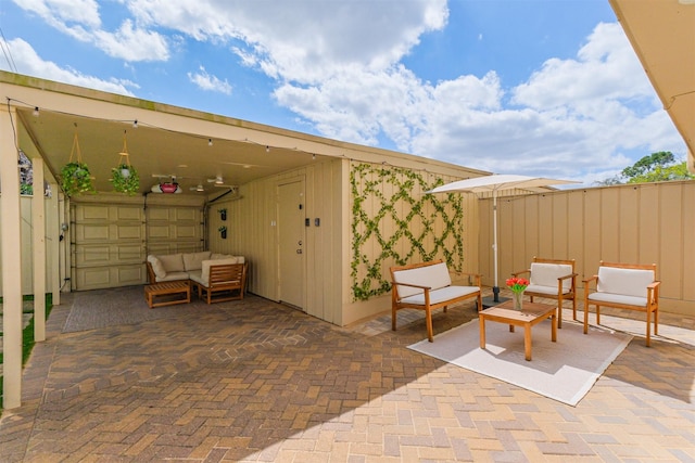 view of patio with outdoor lounge area