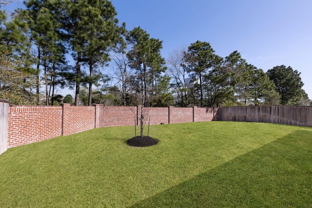 view of yard featuring a fenced backyard