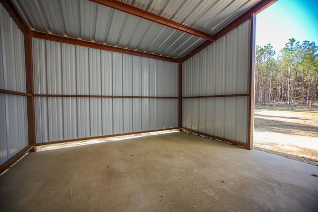 garage featuring metal wall