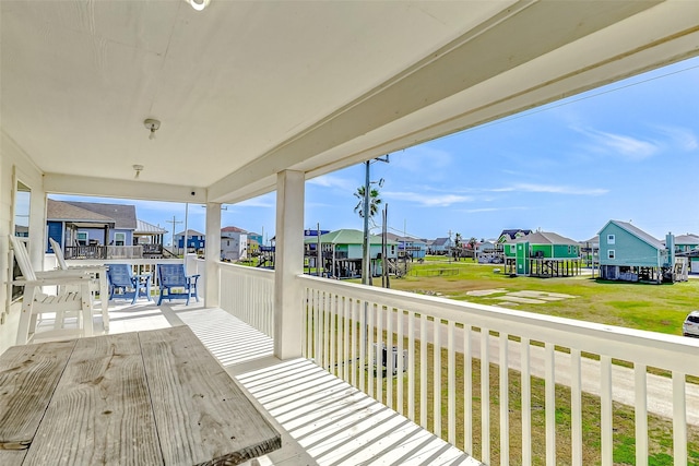 deck with a residential view