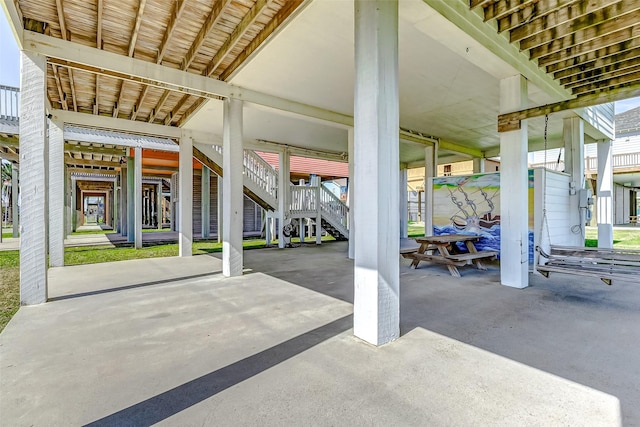 view of patio / terrace with stairway