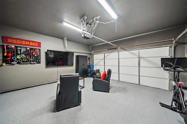 garage with a garage door opener