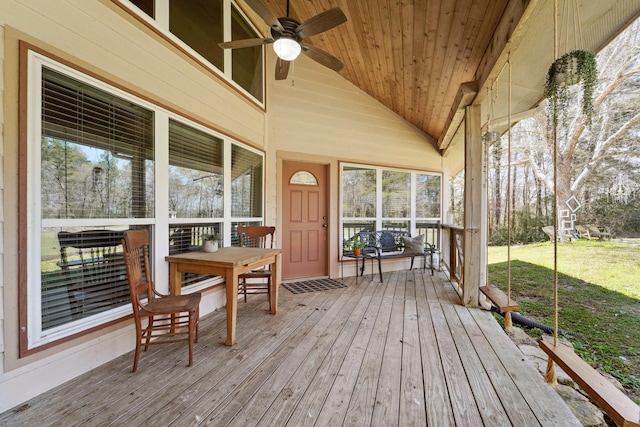 deck featuring a ceiling fan