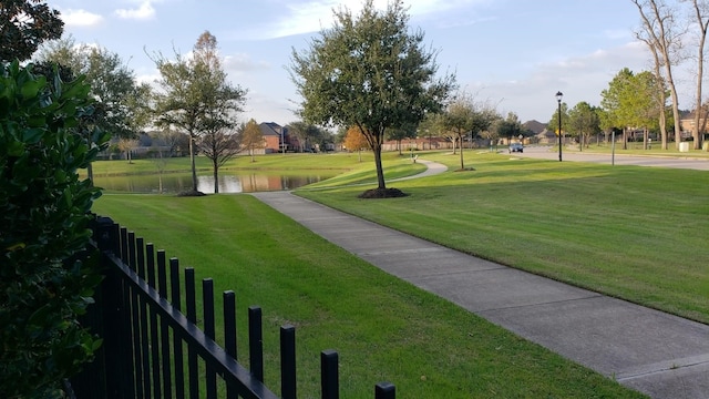 view of property's community with a water view