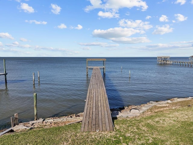 dock area featuring a water view