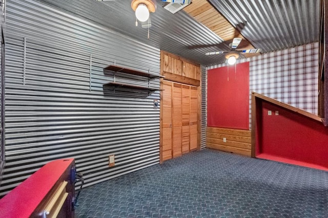 storage room featuring ceiling fan