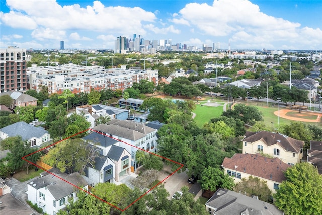 drone / aerial view with a view of city