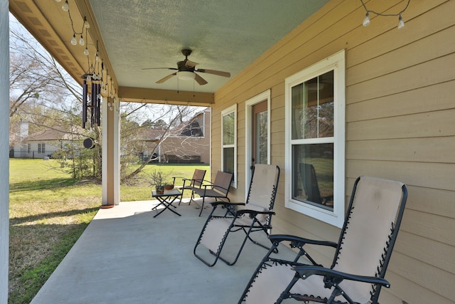 view of patio with a ceiling fan