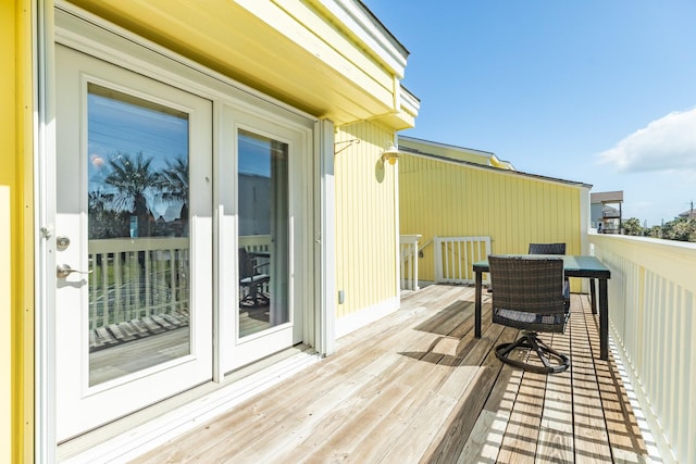 wooden terrace featuring french doors