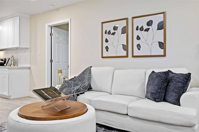 living area featuring light wood-type flooring