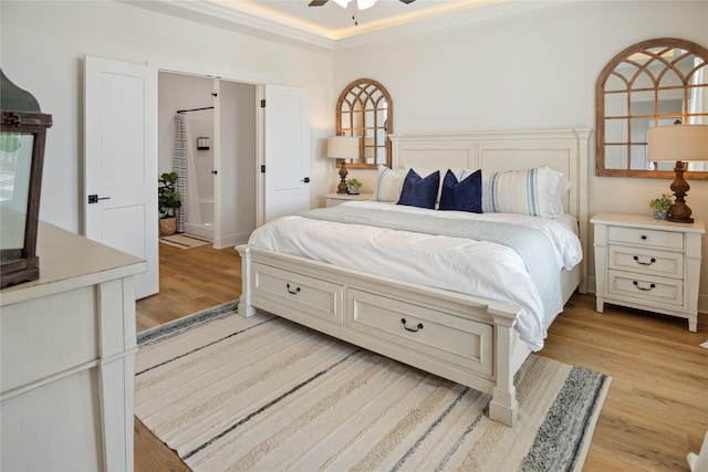 bedroom with light wood-style floors