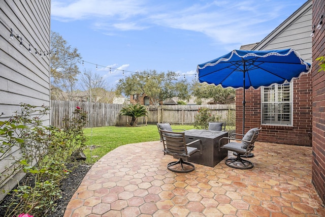 view of patio / terrace with outdoor dining space and a fenced backyard