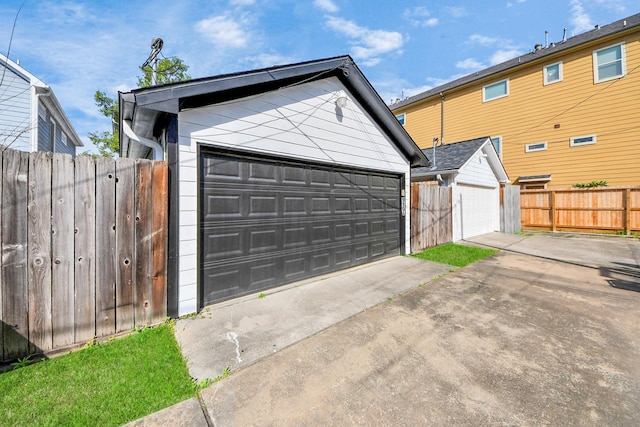 detached garage with fence