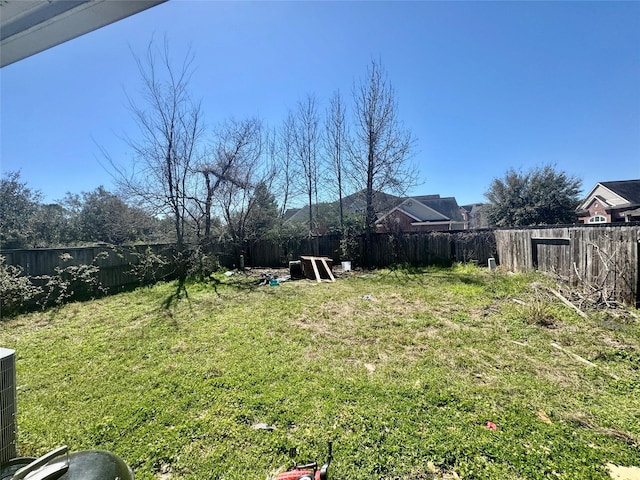 view of yard with a fenced backyard