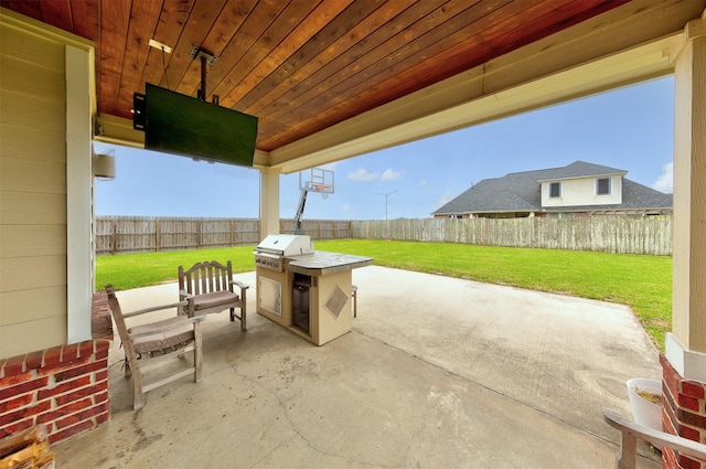 view of patio / terrace with a fenced backyard and grilling area