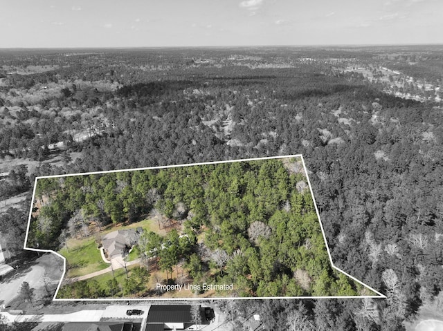 birds eye view of property with a view of trees