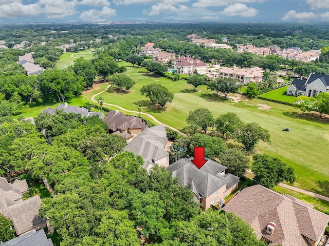 aerial view with a residential view and golf course view