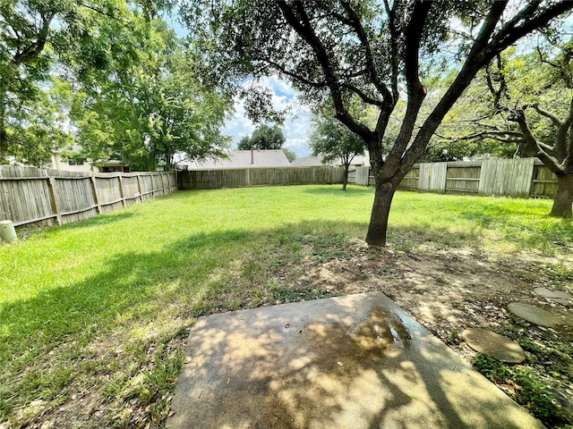 view of yard with a fenced backyard