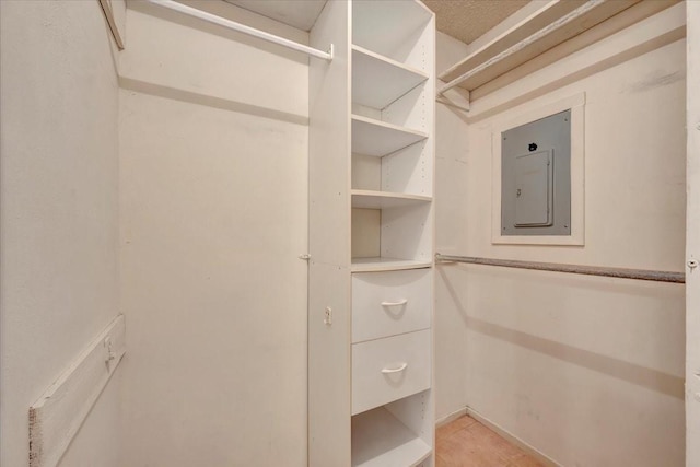 spacious closet with electric panel