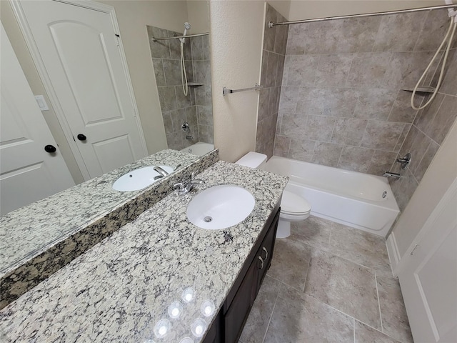 full bathroom with vanity, bathing tub / shower combination, and toilet