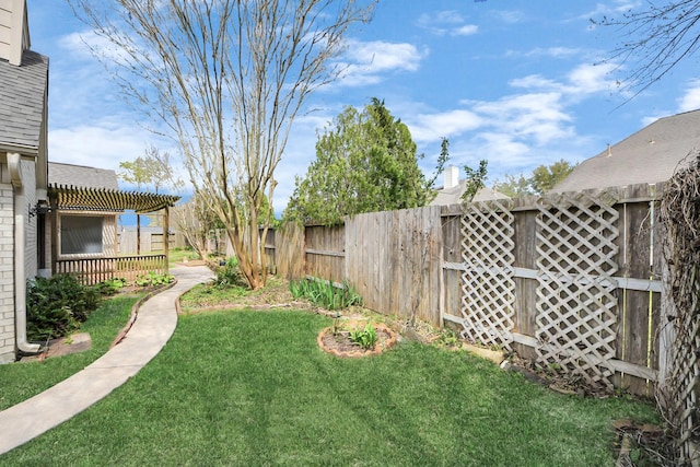 view of yard featuring a fenced backyard