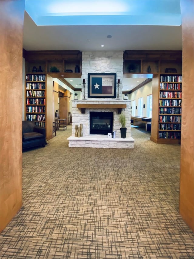 unfurnished living room featuring a fireplace