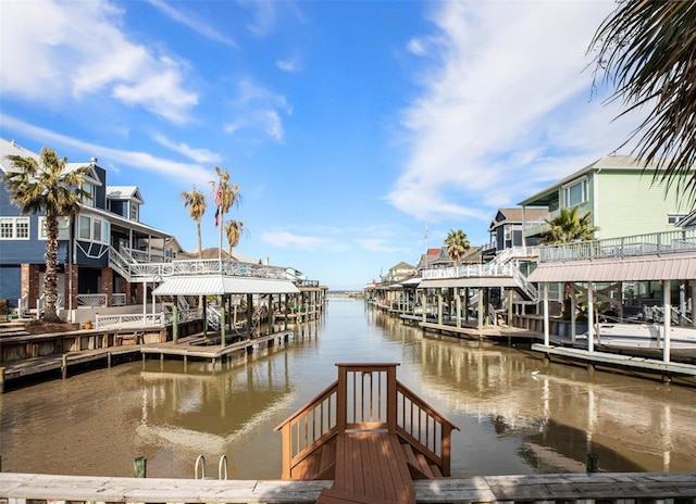 dock area featuring a water view