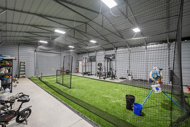 garage featuring metal wall